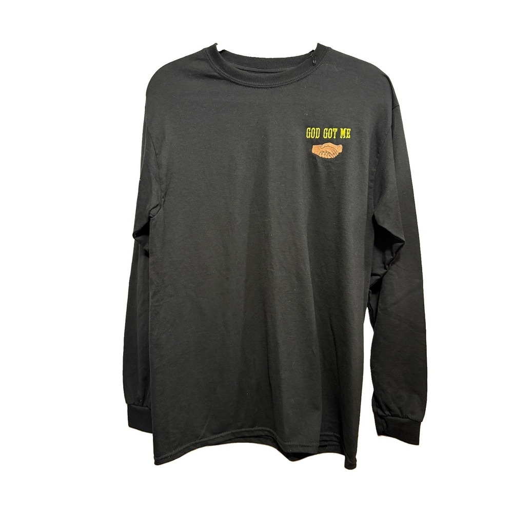 Gildan Shirt Men M God Got Me Black Long Sleeve Graphic T Shirt Faith Unisex NWT